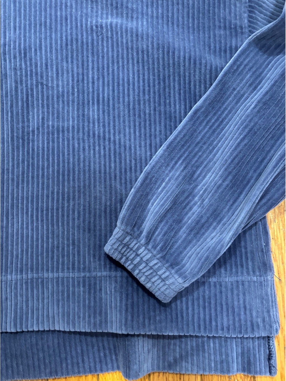 Aerie Women's Blue Ribbed Velour Hoodie Sweatshirt Size Small - Picture 2 of 4